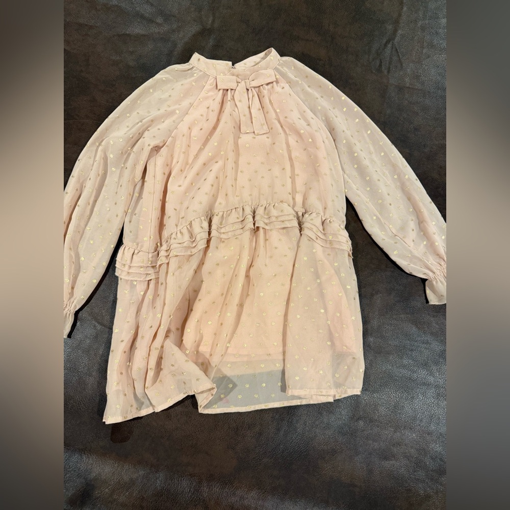 Mayoral sheer pink polka dot dress. Size 8